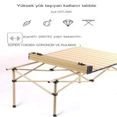Katlanabilir Alüminyum Kamp Masası | Gold Renk