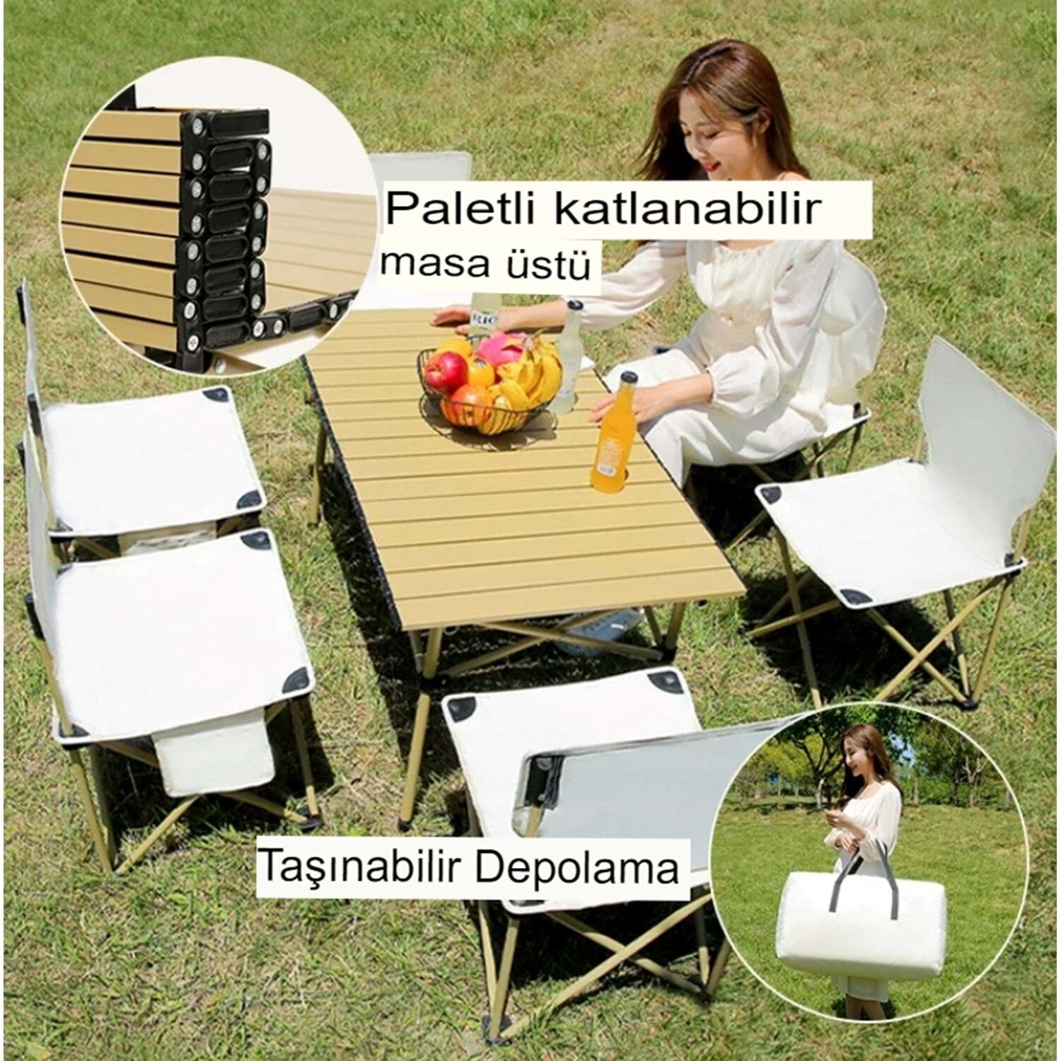 Katlanabilir Alüminyum Kamp Masası | Gold Renk