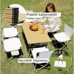 Katlanabilir Alüminyum Kamp Masası | Gold Renk