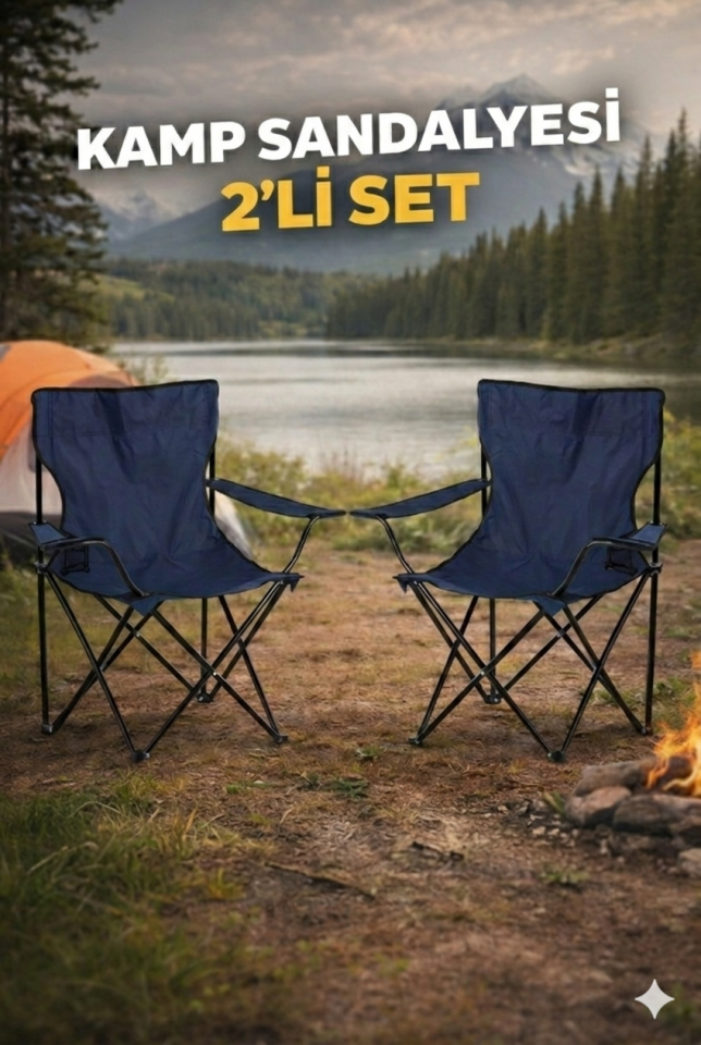 2 ADET YÜKSEK KALİTE KAMP SANDALYESİ