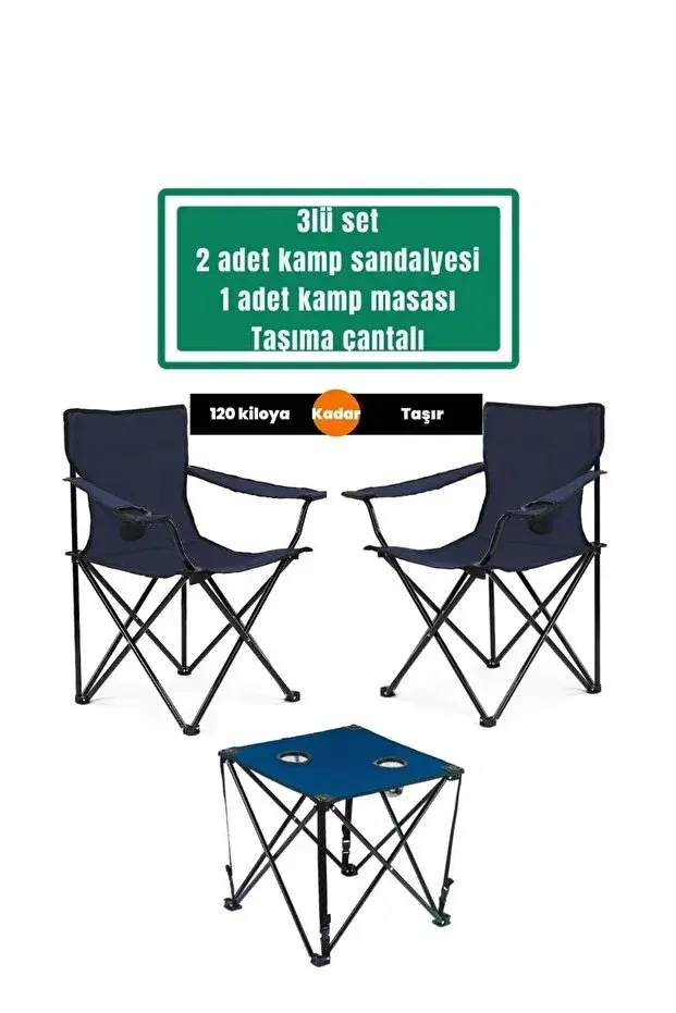 2 ADET KAMP SANDALYESİ 1 ADET KAMP MASASI