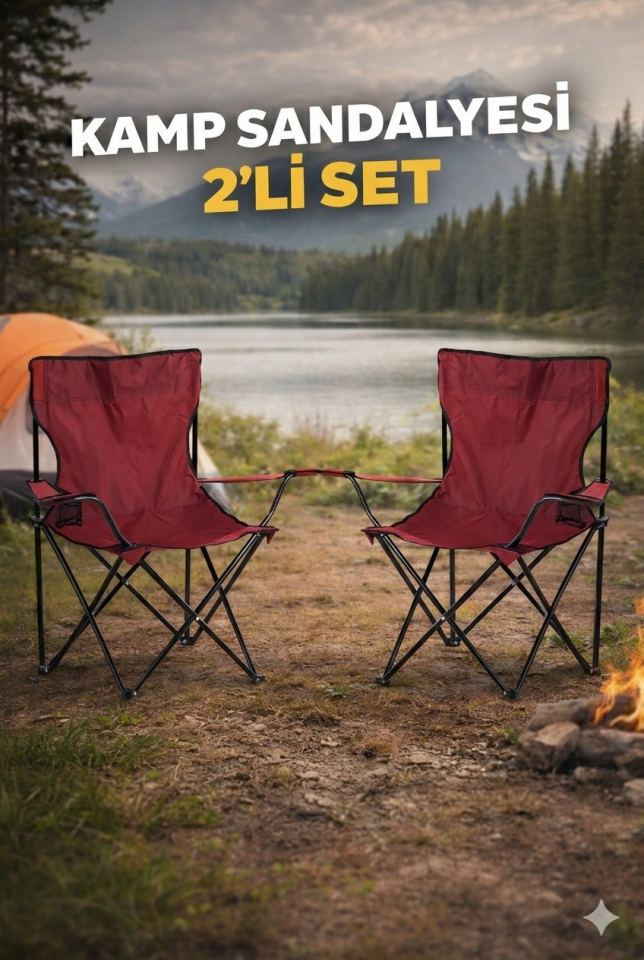 2Lİ BORDO  KAMP SANDALYESİ