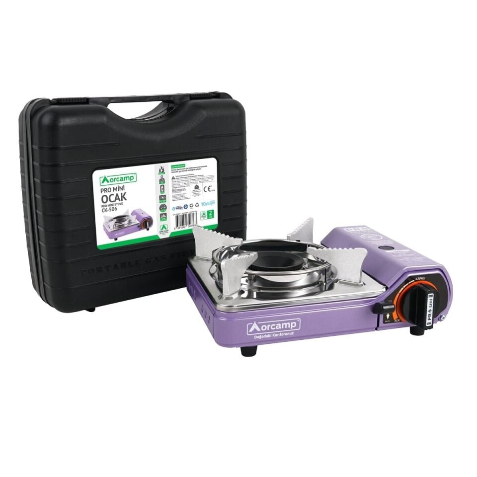 Tekli Mini Portatif Ocak Gaz Stop Emniyetli / Mor