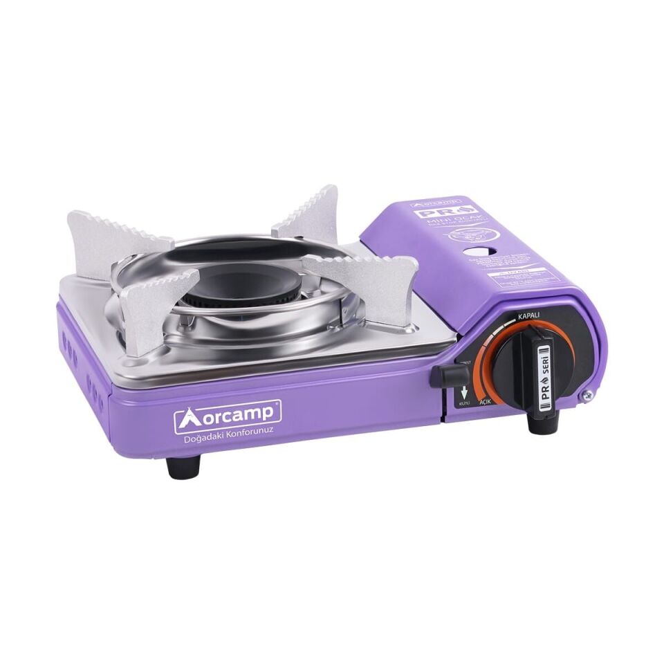 Tekli Mini Portatif Ocak Gaz Stop Emniyetli / Mor