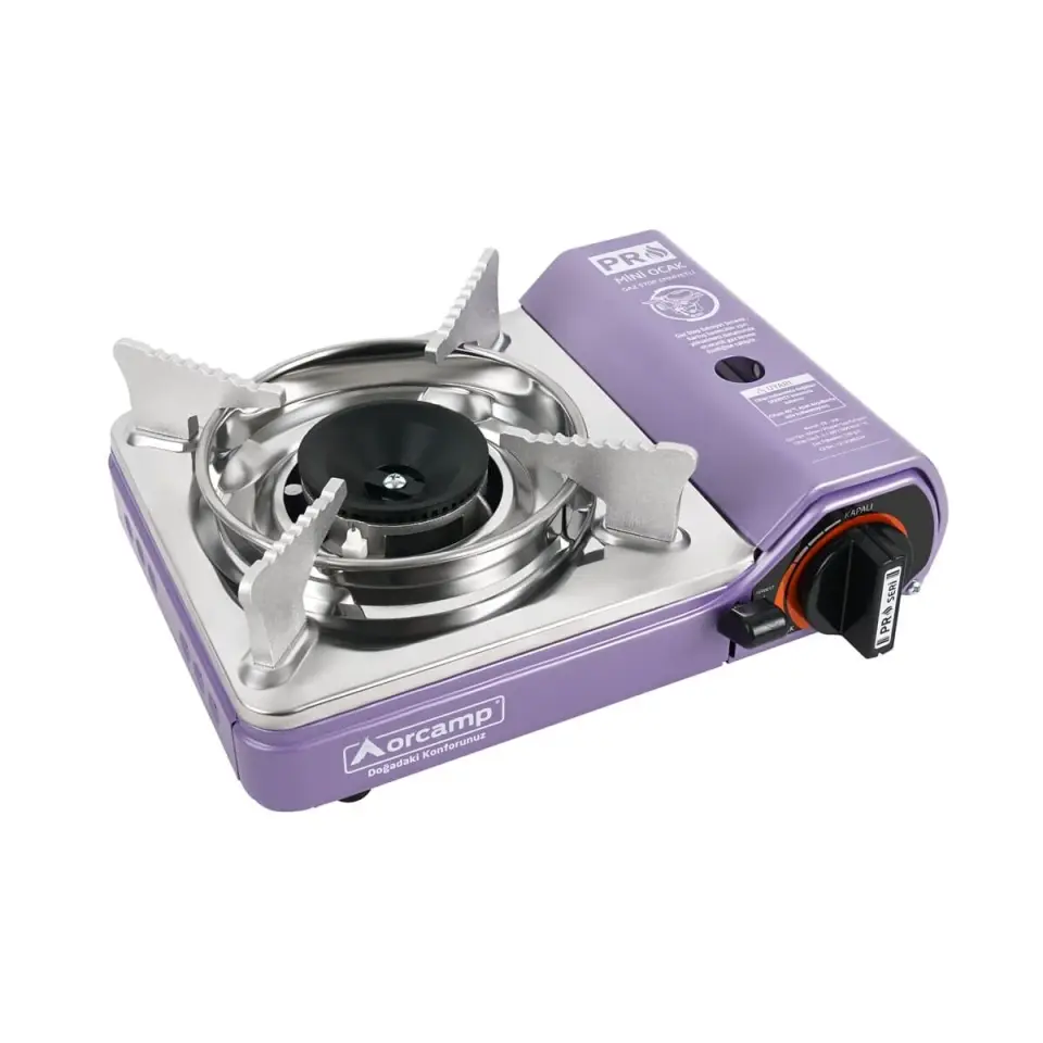 Tekli Mini Portatif Ocak Gaz Stop Emniyetli / Mor