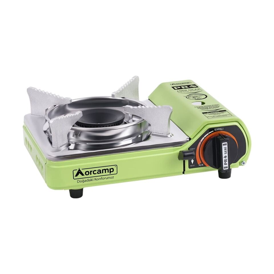 Tekli Mini Portatif Ocak Gaz Stop Emniyetli / Yeşil