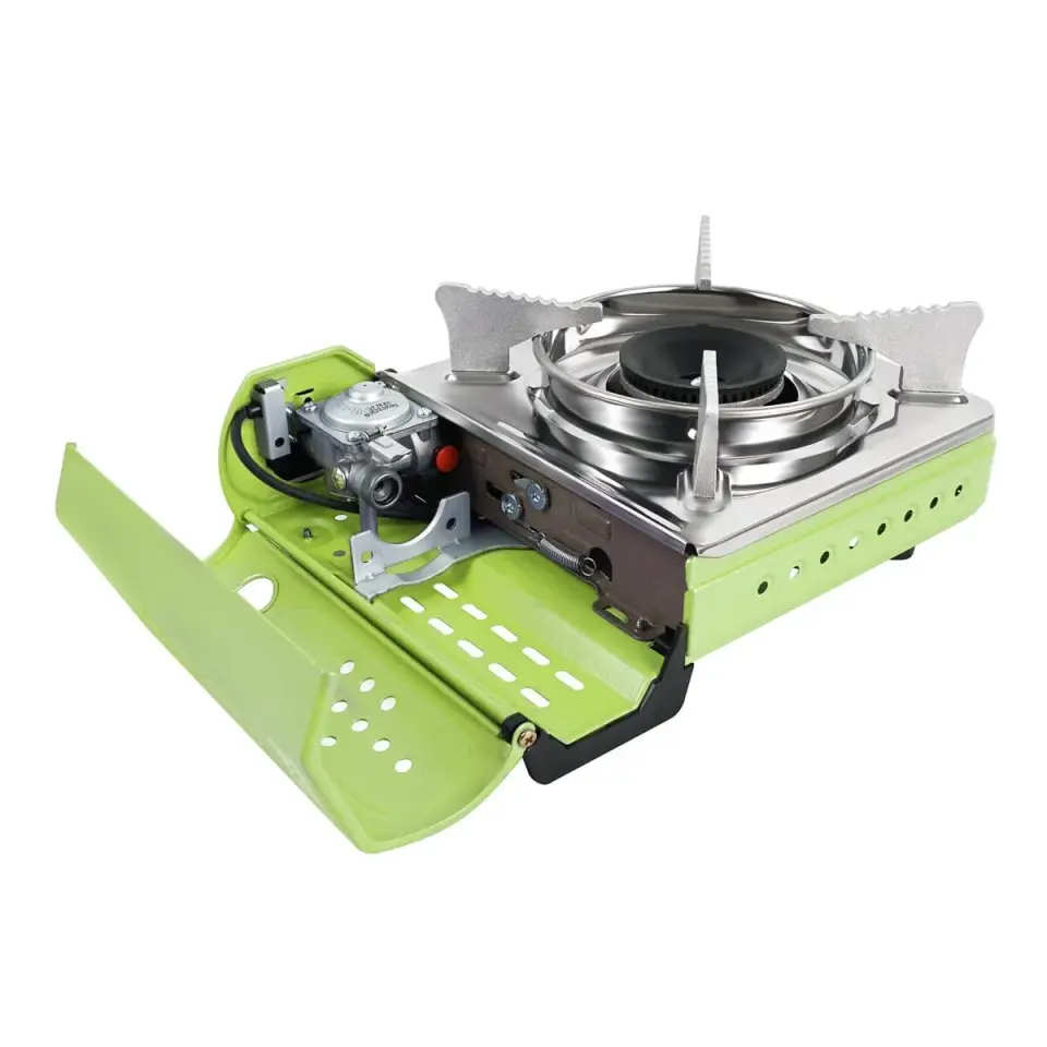 Tekli Mini Portatif Ocak Gaz Stop Emniyetli / Yeşil