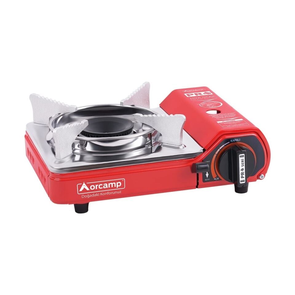 Tekli Mini Portatif Ocak Gaz Stop Emniyetli / Kırmızı