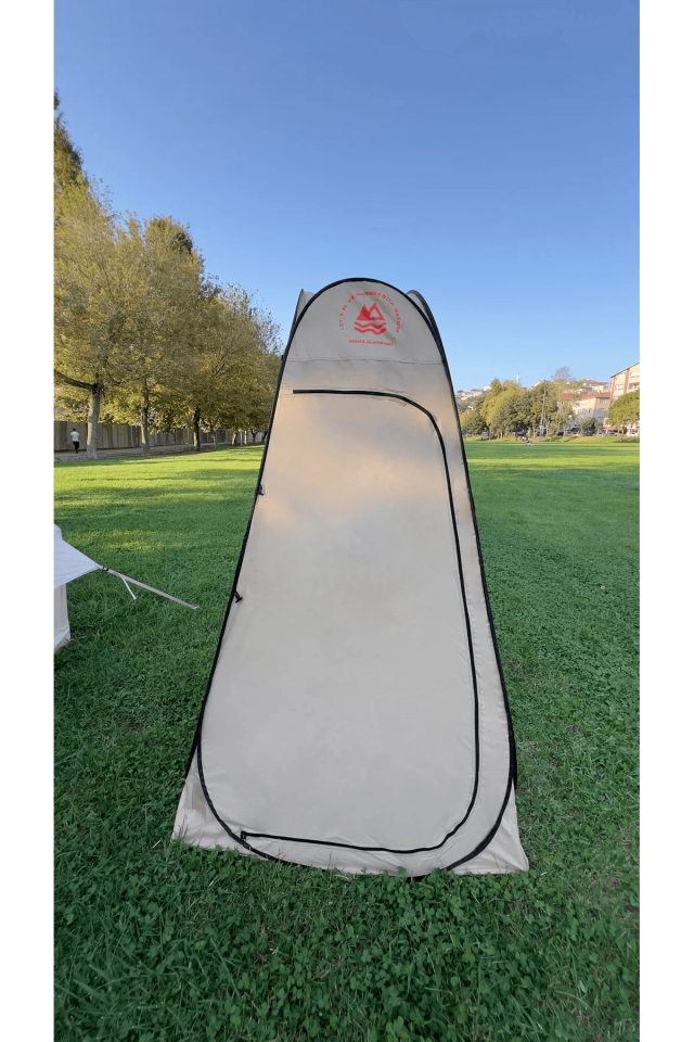 Giyinme Duş ve Wc Çadırı Bej Renk Otomatik Açılır