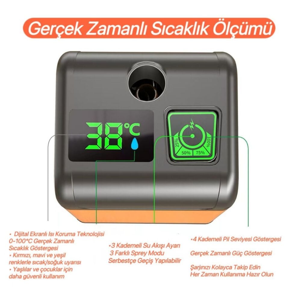 Şarjlı taşınabilir kamp duşu (su pompası) Pil Kapasitesi: 7800 mAh